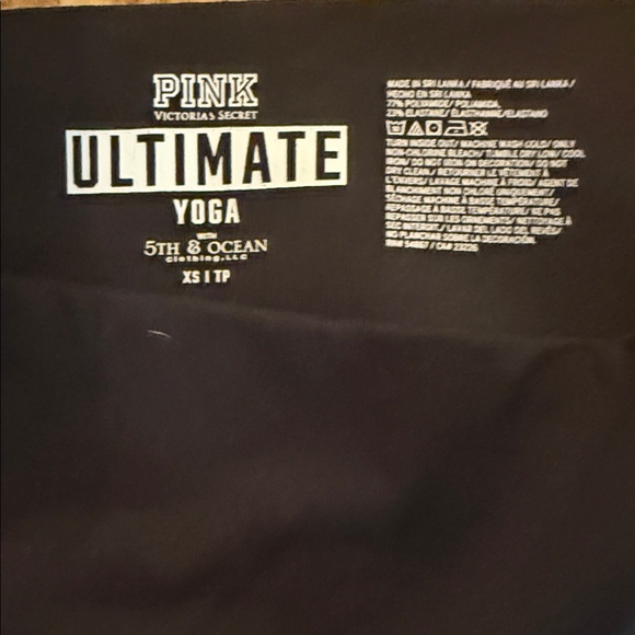 PINK Victoria's Secret Black Leggings with Orange Longhorns with pockets - Picture 3 of 4